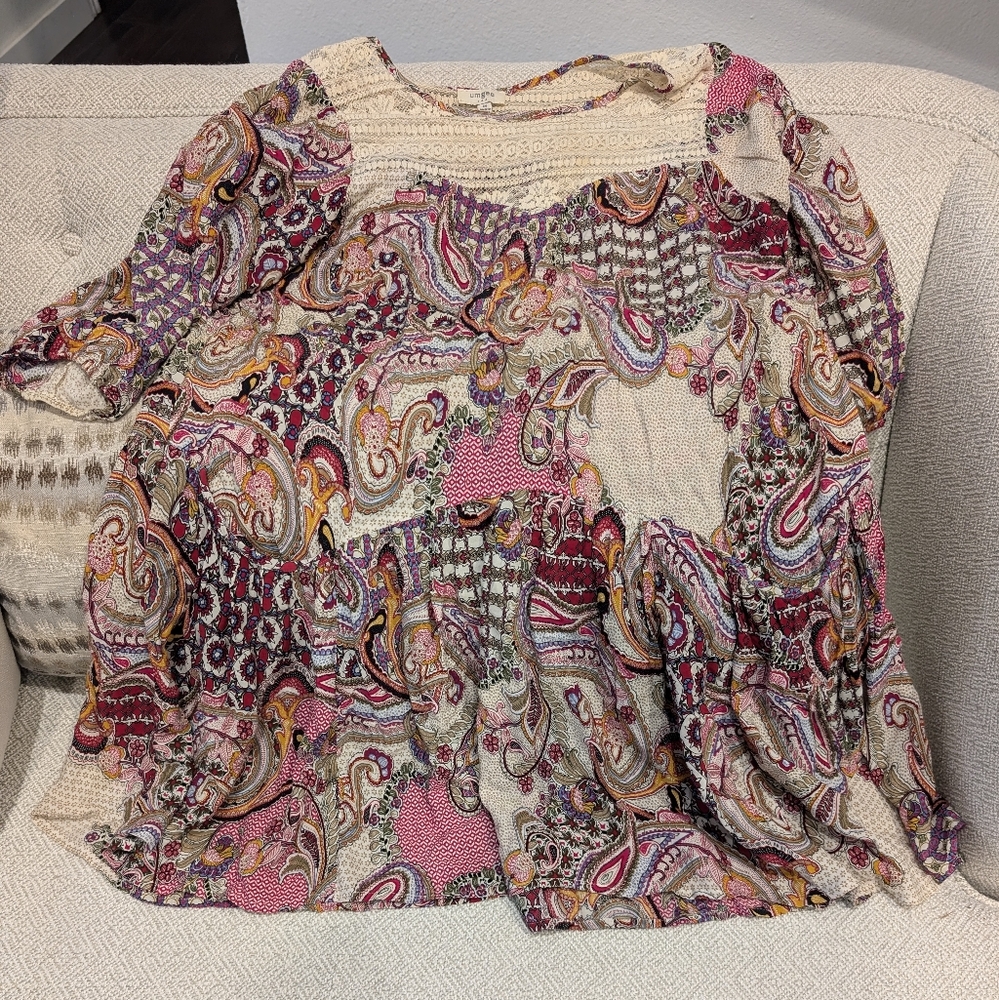 Umgee Sleeved Dress Red Paisley Size M
